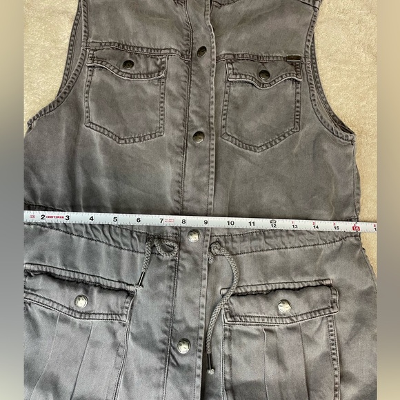 Sale ☀️ Max Jeans Gray Utility Cargo Vest Moto Boho XS - Picture 3 of 9